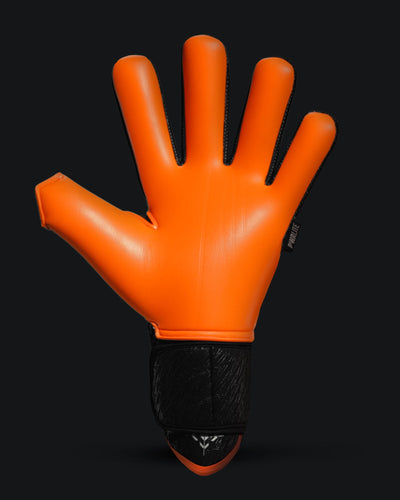 Palm view of the Kaliaaer ignite orange goalkeeper gloves