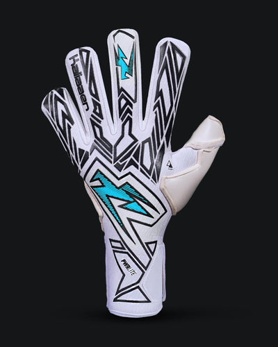 Backhand view of Kaliaaer junior blue and white goalkeeper gloves