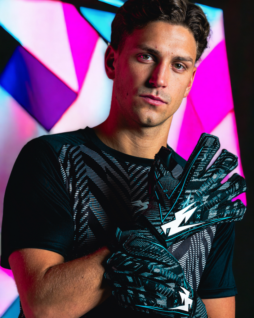 Kaliaaer Shoklock Black and Blue Finger Protection Goalkeeper Gloves