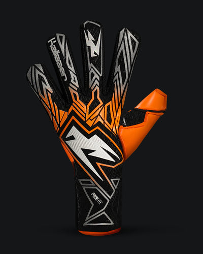 Back view of the Kaliaaer ignite orange junior goalkeeper gloves