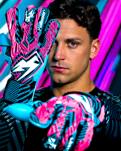 Pink top goalkeeper gloves