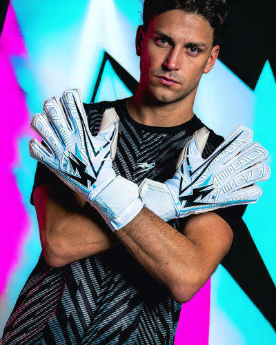 Kaliaaer Shoklock Finger Protection Goalkeeper gloves White and Blue