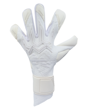 Kaliaaer white goalkeeper gloves with logo and rubber inject knuckles