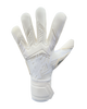 A white soccer goalkeeper glove with logo