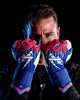 Man wearing goalkeeper gloves