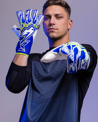 person pointing wearing kaliaaer azure sekure junior goalkeeper gloves